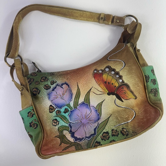 Great American Leatherworks Handbags - Great American Leatherworks Floral Buttery Leather Hobo Bag
